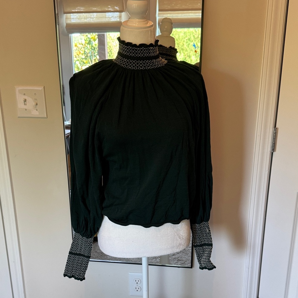 Smocked Mock Neck Top